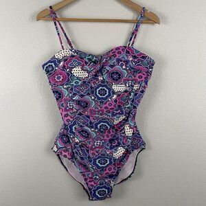 Spanx Assets Womens L Madison Avenue One Piece Ruched Bathing Suit